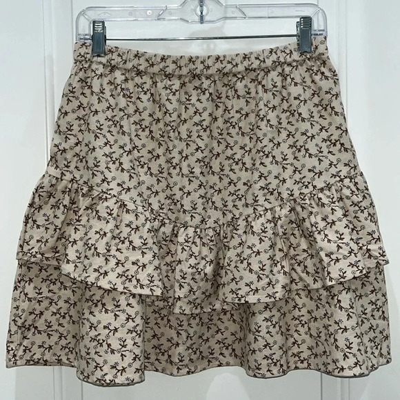 NWT Madewell Flannel Cream Pull-On Floral Tiered Mini Skirt Sz S - Picture 4 of 9